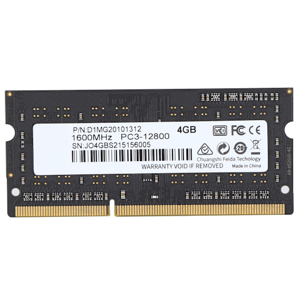 DDR3 RAM alumiinikotelolla Suorituskykyinen SODIMM DDR3‑1600MHz PC3‑12800 Kannettava muisti 4GB