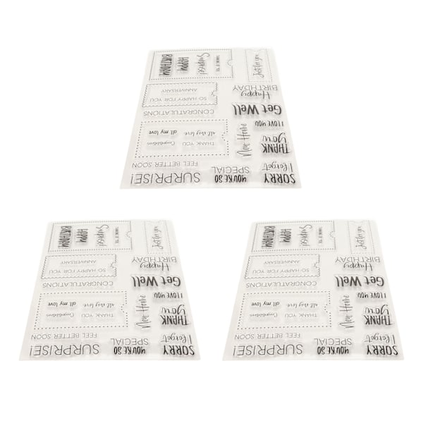 3 stk. klare stempler DIY Interessant Holdbar Gjenbrukbar TPR Materiale Transparent Utseende Preging Scrapbooking Verktøy
