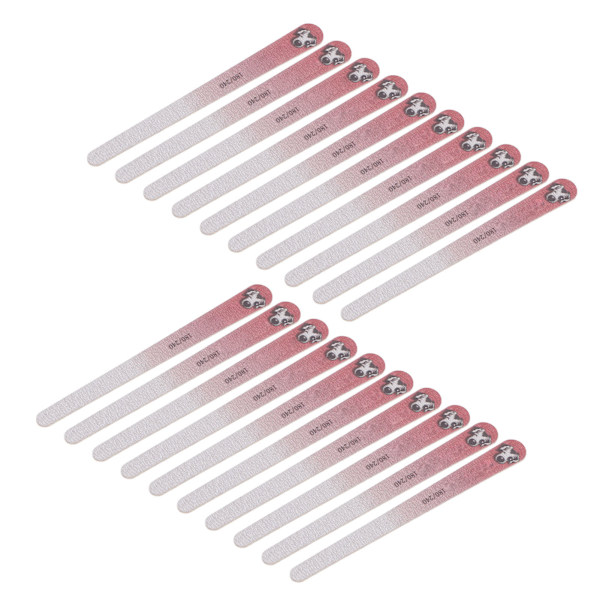 20 stk dobbeltsidige neglefiler 180/240 korn vaskbare gjenbrukbare manikyrverktøy for neglesalong rosa