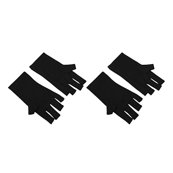 2 par UV-hansker Fingerløse Utmerket Elasticitet Art UV-blokkerende hansker for Neglegel Tørking Svart