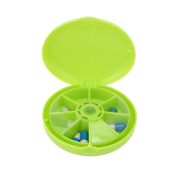 Seven Grids Rotating Pills Box Rund 7-fack Piller Organizer för Home TravelGreen