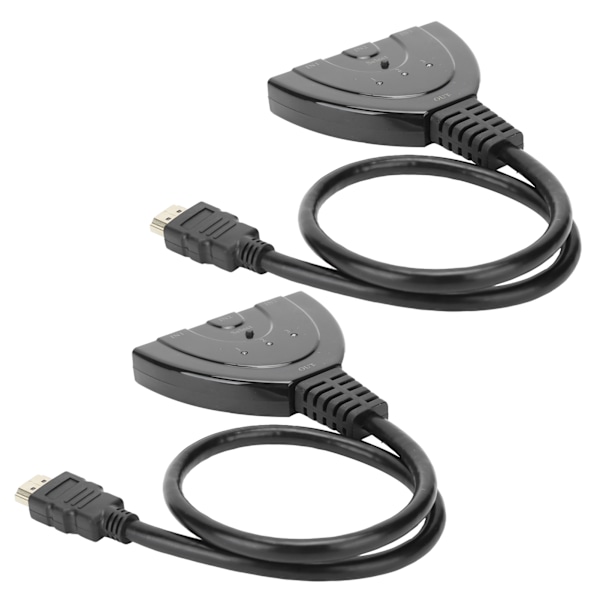2 stk. HDMI Splitter 3 Port 4Kx2K Multifunktionel Hub Box Switcher til LCD HD TV