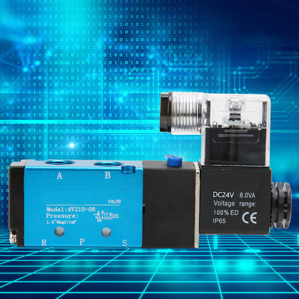 4V210-08 2-asentoinen 5-tieinen solenoidiventtiili PT1/4in suodatettu ilma DC4,8W AC 6VA (DC24V)
