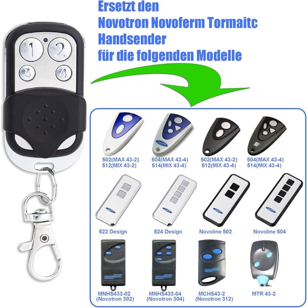 2 pcs Garage Door Opener Handheld Transmitter Remote Control 502 MAX43-2 512 MIX43-2 504 MIX43-4 433.92MHz 2 past