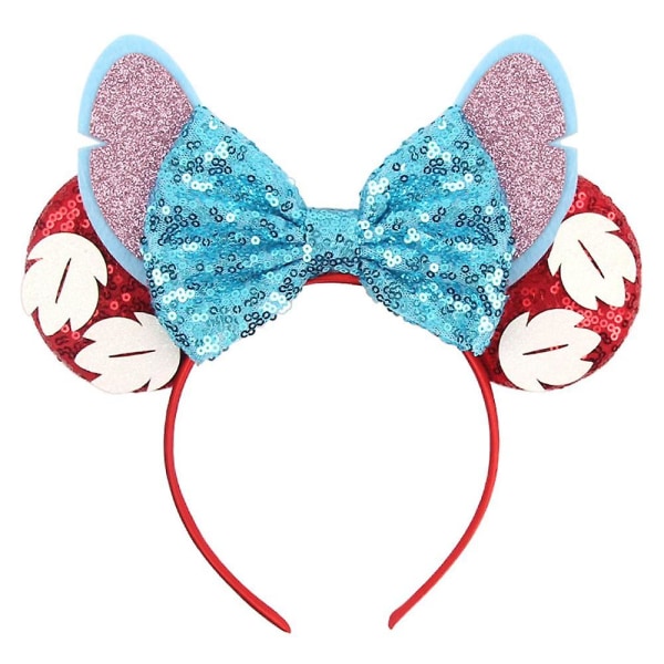 Musöron Rosett Pannband, Glitter Party Princess Black Dot Ear Decoration Cosplay Kostym För tjejer & kvinnor
