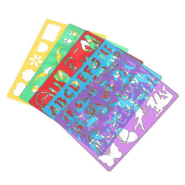 20 stk barn DIY tegnesjablonger hule kartonger sett barn plastmalingsmal