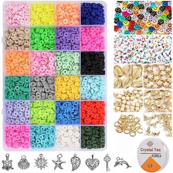 4000 st lerpärlor for smycken Armbandstillverkningssats 6 mm 24 farger plate polymer