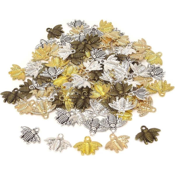 60 stk Alloy Bee Honeybee sjarmanheng, tilbehør til å lage smykker til å lage smykker (bronse) colorful