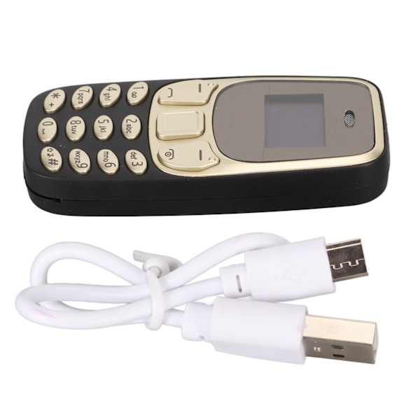 Maailman Pienin Puhelin Handsfree Bluetooth-soitin Dual SIM-kortti Lukitsematon GSM 2 in 1 Mini Matkapuhelin Musta Kulta