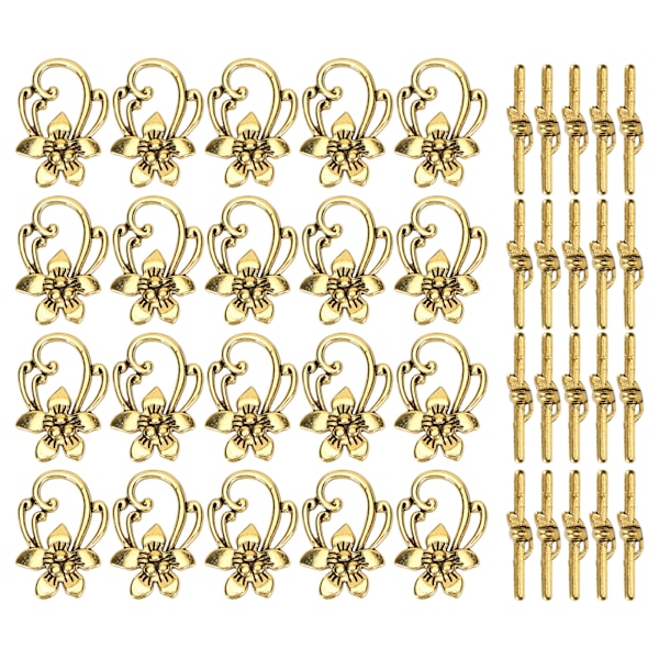 20 sett Armbånd Toggle Spenne Gull Retro Legering Blomform OT Spenne Smykketilbehør