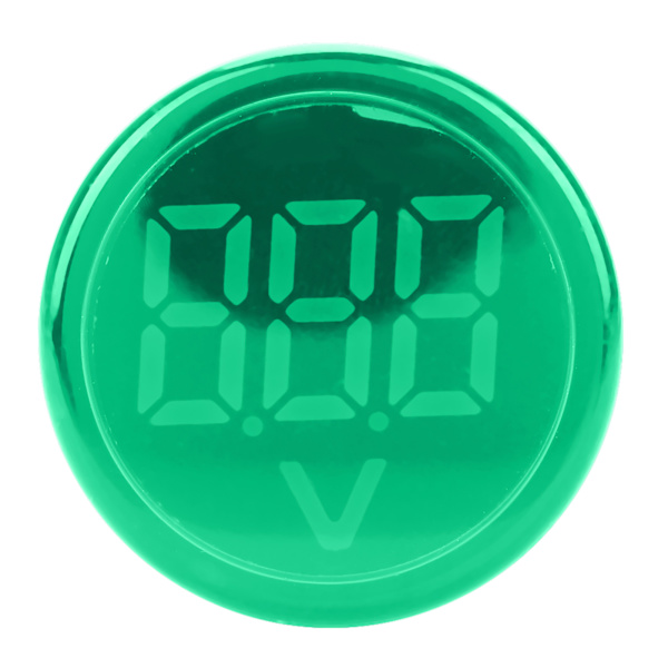 Rund LED-signallampa AC Digital display Voltmeterindikator (grön)