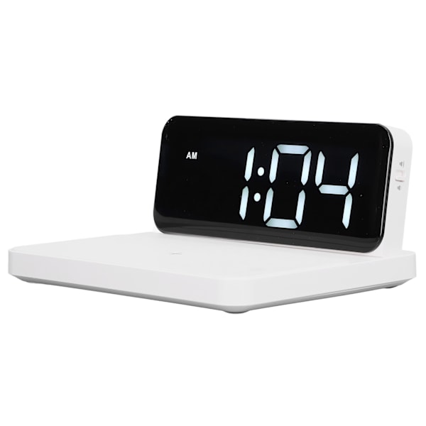 Väckarklocka Trådlös laddare Vit USB-utgångsgränssnitt Snabbladdning LED-display Justerbar volym Elektronisk utrustning