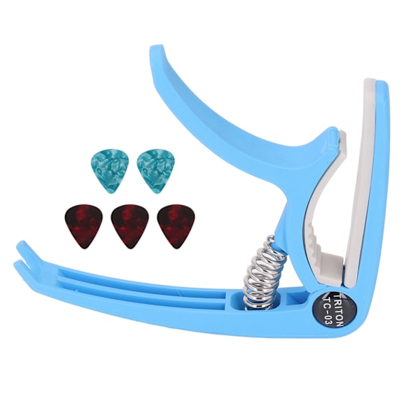 Elgitarr Capo ABS Quick Release Ukulele Gitarr Capo Set med 5 st gitarrval för Mandolin Banjo Blue