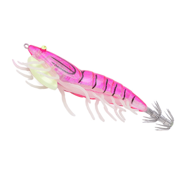 Fake Wood Reker Age Fiske Wobbler Blekksprut Jig Kunstig Selvlysende Blekksprut Krok Lokker Rosa