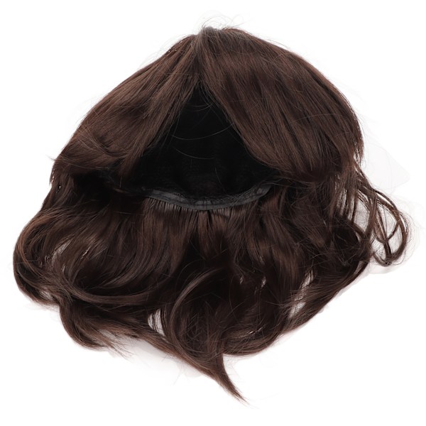 Herrperuk Kort Brun Rak Andas Inre Mesh Mjuk Fluffig Deformering Resistant Man Peruk