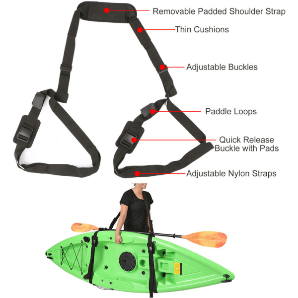 Justerbar Paddle Board bærestropp SUP polstret skulderslynge for Longboard Surfboard Kajakk, Modell: Svart