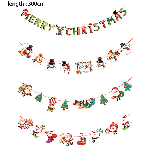 Julebanner Julenissen Banner Bunting Tegneseriedekorasjon til jul nyttårsfest gjør-det-selv-dekorasjon