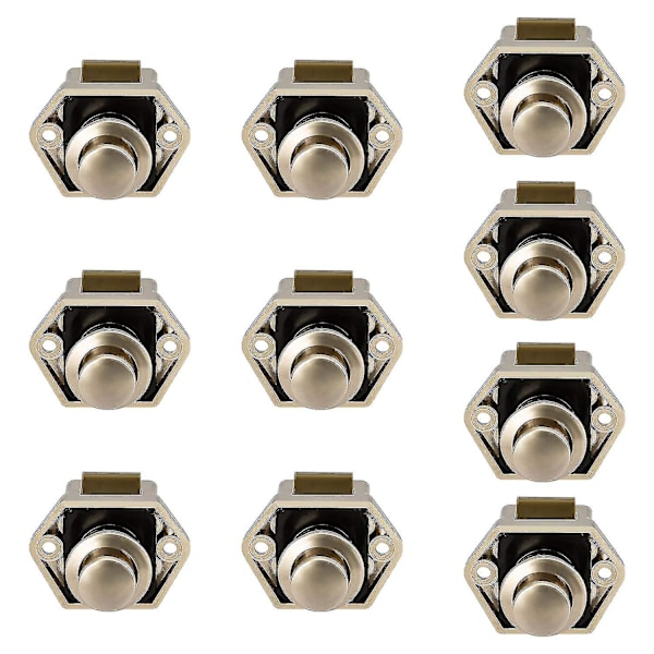 Mini tryckknappslåda skåpdörrlås - Set om 10 nickel