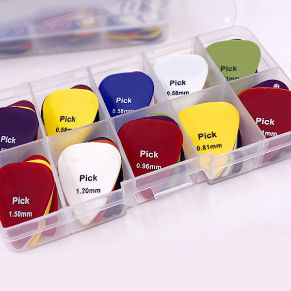 100 st Guitar Pick ABS runda kanter Ljus färg Frosted Guitar Pick Ersättning 0,58 0,71 0,81 0,96 1,2 1,5 mm