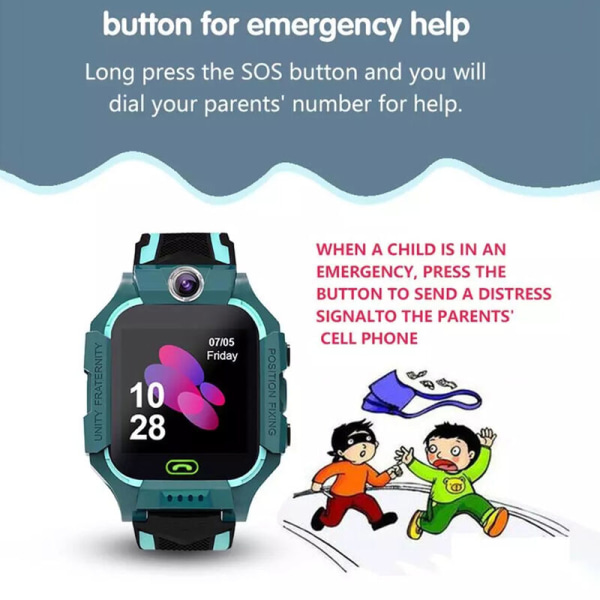 Q19 Kids Smart Watch Videochat Intelligente spil Fjernfotografering SOS Emergency Help Smart Watch, model: Grøn