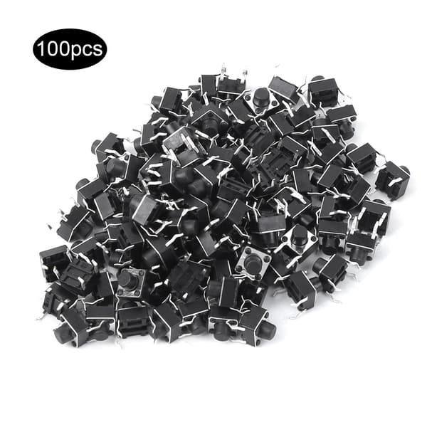 【NX】100 stk. Momentan taktil trykknappbryter Mini Micro Tact Switch Tilbehør 6 x 6 mm