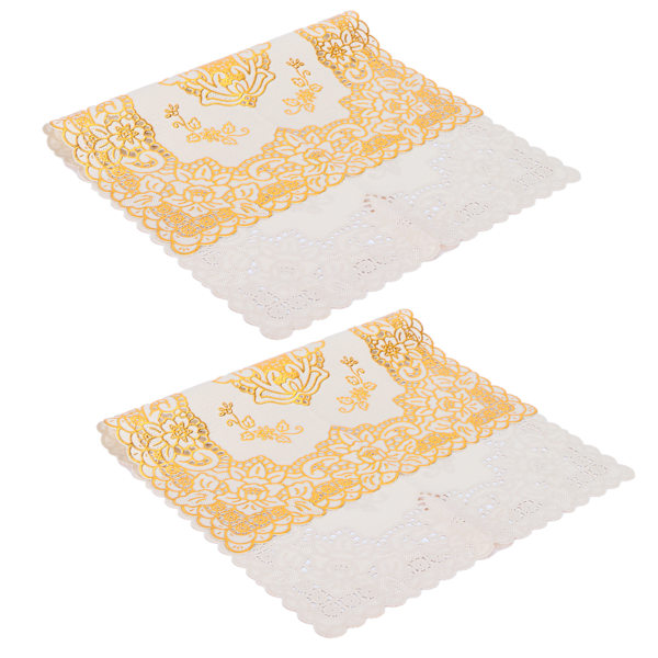 2 stk 30cmx45cm PVC Bordsplassmatter Gull Bordstabletter Koppunderlag Pad Kjøkken Bryllupsdekorasjon Stil 3