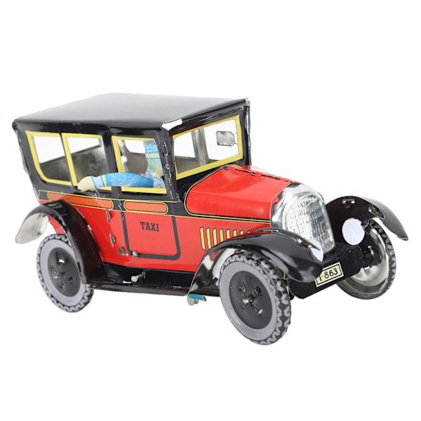 Kellokoneella toimiva taksi lelu Punainen Väri Tyylikäs vintage Kellokoneella toimiva leluauto juhliin syntymäpäiville