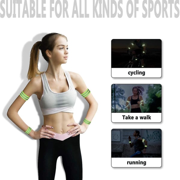 Reflekterende armbånd Høy synlighet utendørs sikkerhetsbånd for jogging sykling Neon refleks løpeutstyr for arm ben ankel håndledd