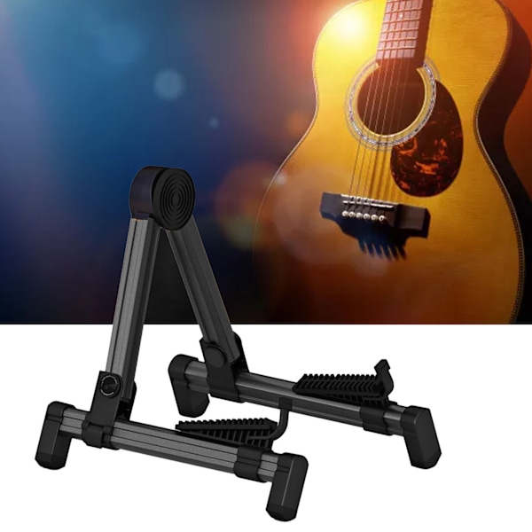 Gitarr A-stativ Slitsikkert stabilt stativ Foldbar elektrisk gitar A-stativ for ukulele svart
