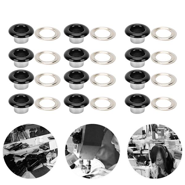 500 set Öljetspänne Metallic Grommet Skor Läderväskor DIY Craft Knapp Nitverktyg 4,5 mm Svart