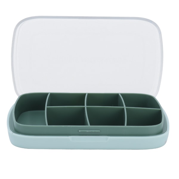 Bärbar förseglad tablettlåda 7Grid Large Capacity Medicine Container Grön för resor
