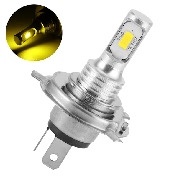 Frontlykt Dimlys LED-lampe Chip for motorsykkelbil W/H4-kontakt 80W DC 12V 24V (Gul 1500K)