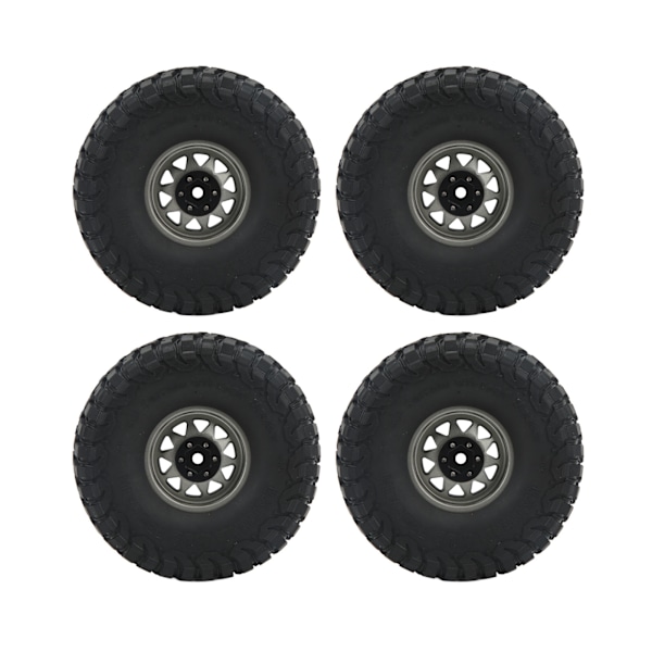 4 kpl 1,9 tuuman pyörien renkaita 10 reiän navalla epätasaisella sora-kuviolla SCX10 1/10 RC-automalleille, harmaa