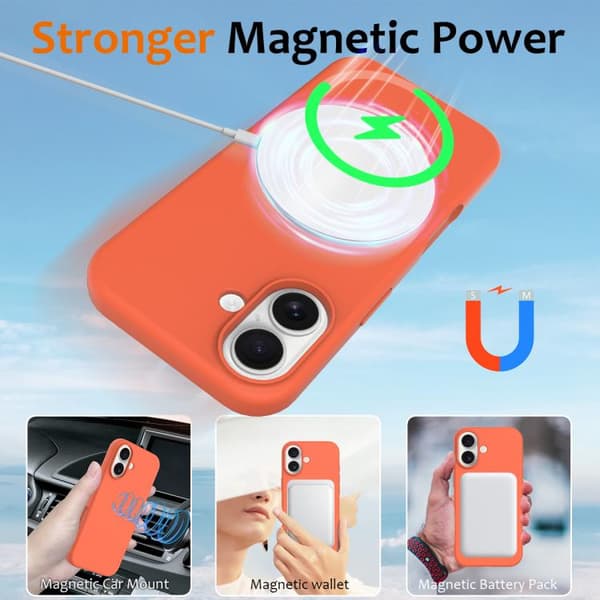 iPhone 17 Stødsikkert Silikone Cover med MagSafe Guldorange
