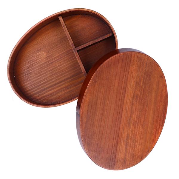Oval form Bento Box Trä Sushi Lunchbox Matförvaringsbehållare för vuxen studentarbetare