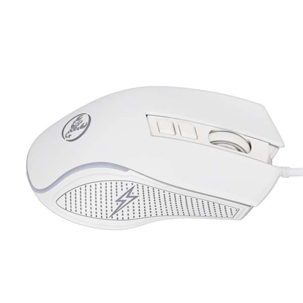 Mekanisk mus Colorful Shine Justerbar 3600 dpi RGB Ergonomisk kablet gamingmus til bærbare computere Hvid