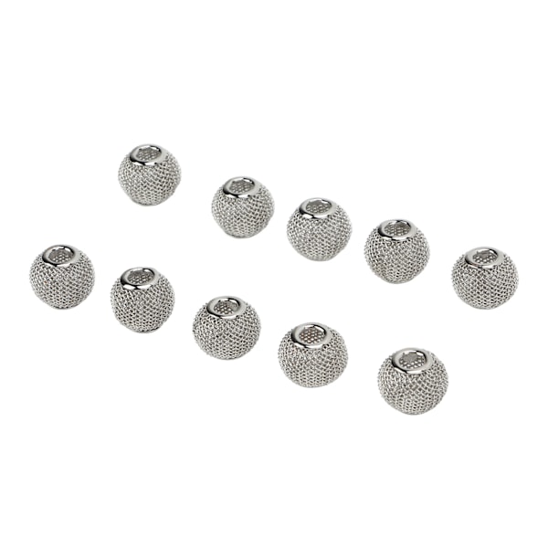 10 stk Spacer Beads Runde Mesh Hule Gullbelagte Ball Spacer Beads DIY Håndlagde Perler for Smykkeproduksjon Hvit