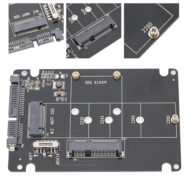 M.2 NGFF/MSATA SATA 3.0 -sovitin SSD SATA-muuntimeen Lukijakortin laite