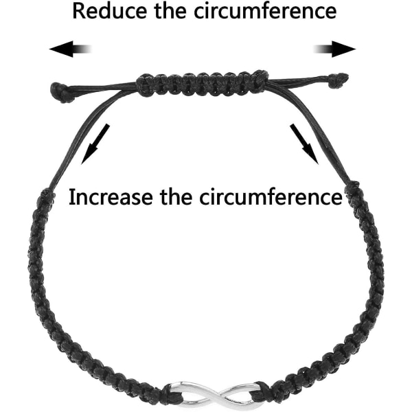 2st Infinity Par Matchande flätade relationsarmband Set Handgjorda Svarta