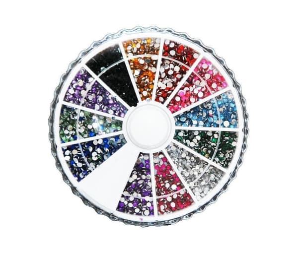 Naglar Rhinestone Hjul 2mm Glittrande Sten 12 Färger multifärg multicolor
