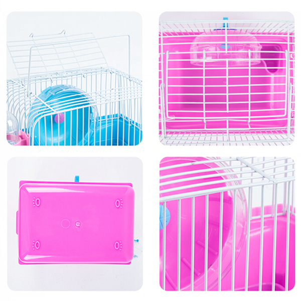 Dyrbur Trådbur Dropssikker Bærbar Multifunktionel Dobbeltlags God Plads Hamsterbur Blå