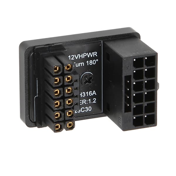 【NX】GPU PCIe-stik 600W 12V HPWR 16P til 16P Han til Hun 180 Grader GPU Strømadapterkort til Stationær Computer PH316 Sort