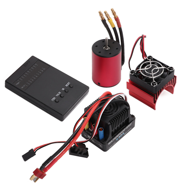 Vedenkestävä RC S3650 5200KV harjaton moottorisarja 60A harjattoman ESC-ohjelmointilevyn ja jäähdytyselementin kanssa 1/10 RC-autolle