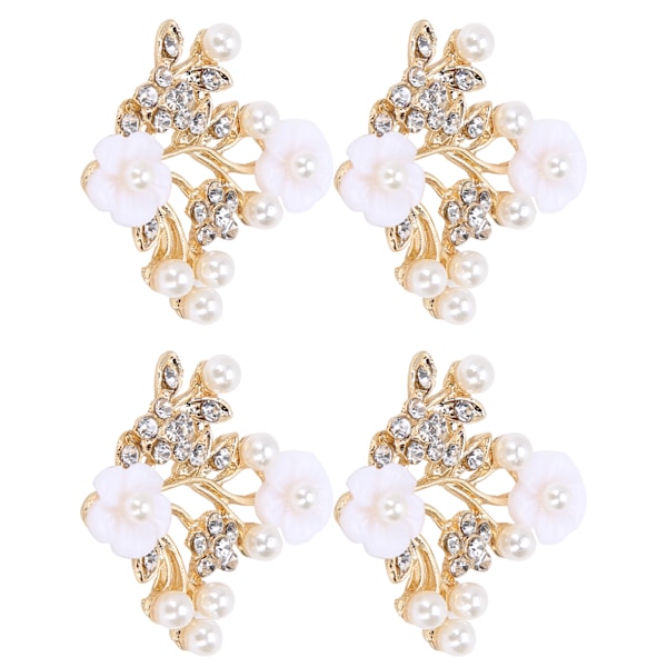 4 st Hollow Crystal Flower Shape Spänne Kläder Väskor Skor Spänne Dekorationsaccessoarer 3,8x4,4cm NO.3 Pärlblomgren Form Spänne