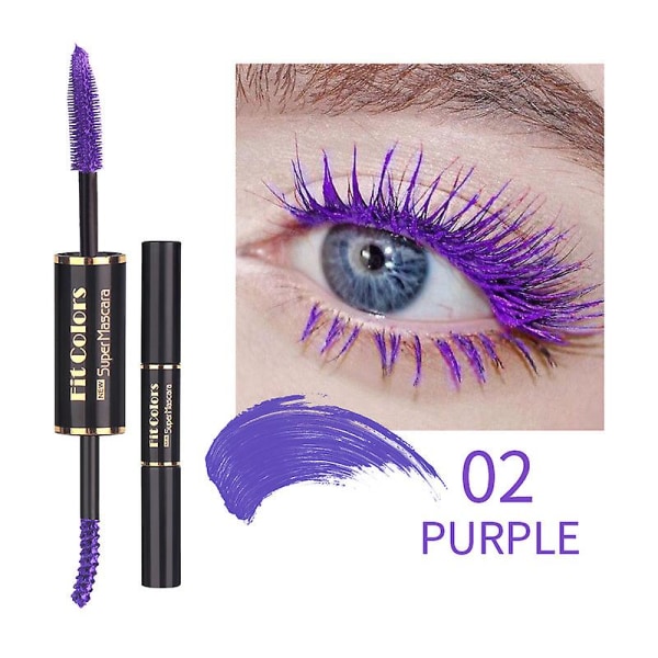 Double-ended Color Mascara - Vandtæt tyk krølning Langvarig anti-sved Purple