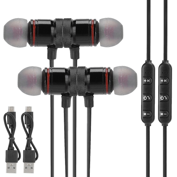 2st XT‑6 stereokuulokkeet Bluetooth Magneettinen vetovoima Binaural langaton urheilukuulokkeet Musta