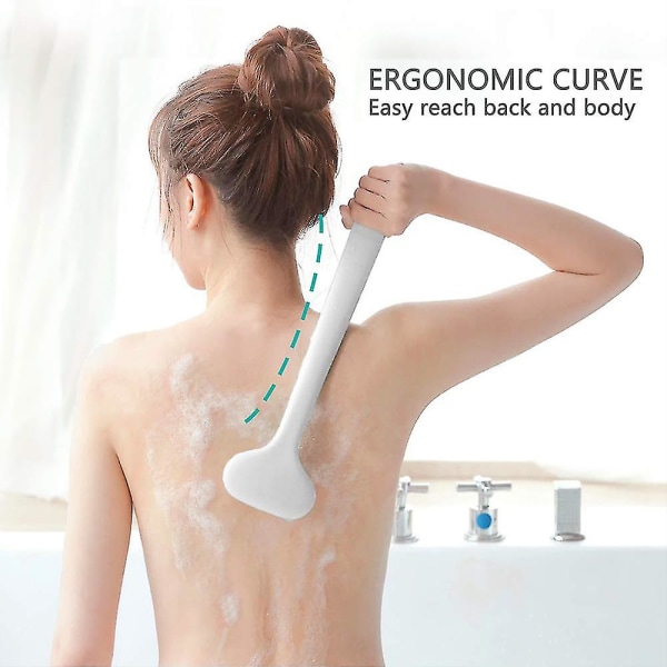 Bath Body Brush Shower Back Scrubber Långt handtag - celluliter & exfoliat White