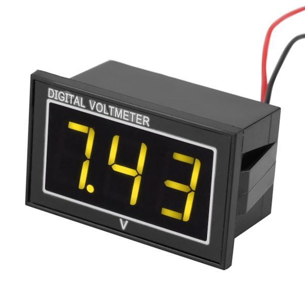 1. digital 0,56\" LED-skjerm vanntett voltmeter DC-spenningsmåler (2,5-30V, gul)