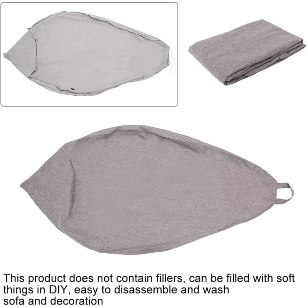 Bean Bag Stol for voksne/barn, innendørs/utendørs bruk, kun trekk (L mørkegrå), uten fyll, klassisk stil.