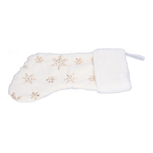Polyester julstrumpa hängsmycke med broderi snöflinga mönster julgran dekoration prydnad guld